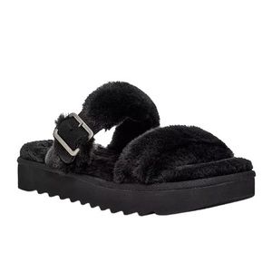 UGG koolaburra by Ugg Women's Furr-Ah Slipper Sandals‎ Black Size 12 NEW